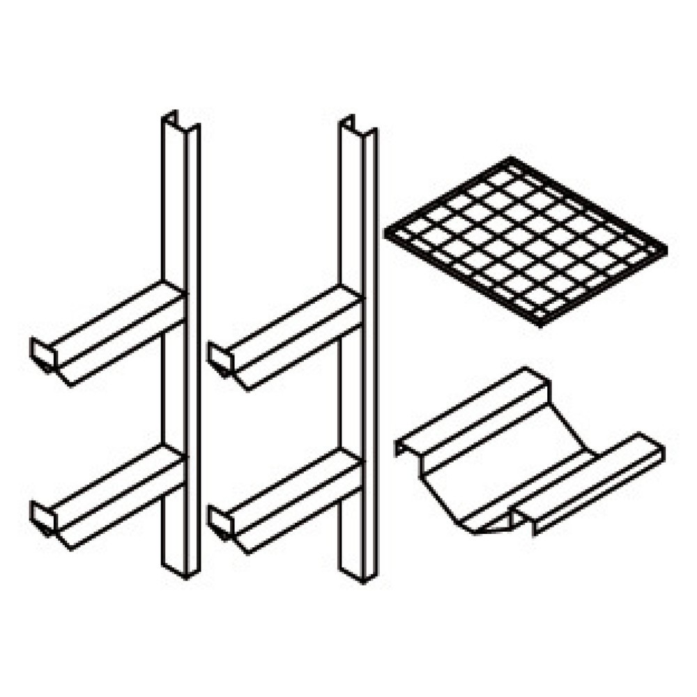 Rayonnage à fûts pour dépôt de produits dangereux en tôle d’acier, rayonnage à fûts et étagère grillagée