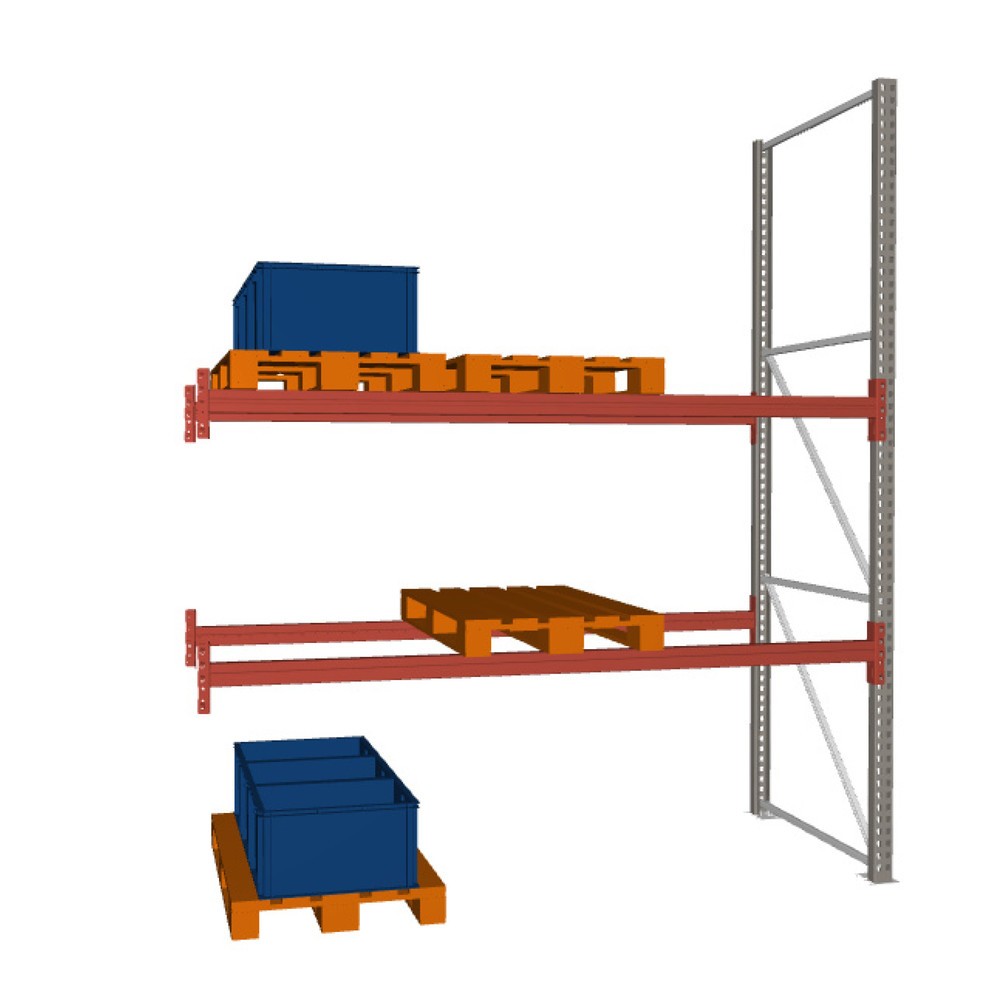 Illustration du produit: Rayonnage à palettes META MULTIPAL, travée auxiliaire, charge par tablette 1 470 kg, 9 emplacements pour palettes, 3,3 m de hauteur