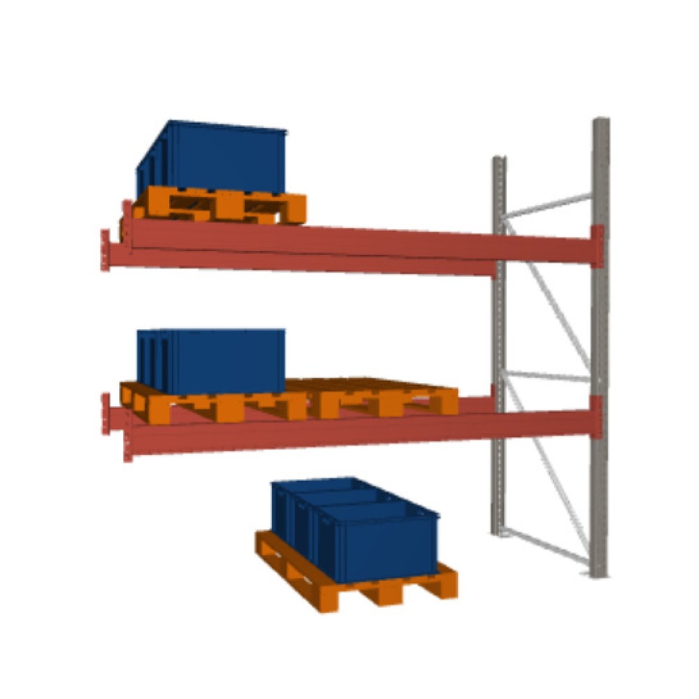 Rayonnage à palettes META MULTIPAL, travée auxiliaire, charge par tablette 2 340 kg, 9 emplacements pour palettes, 2,7 m de hauteur