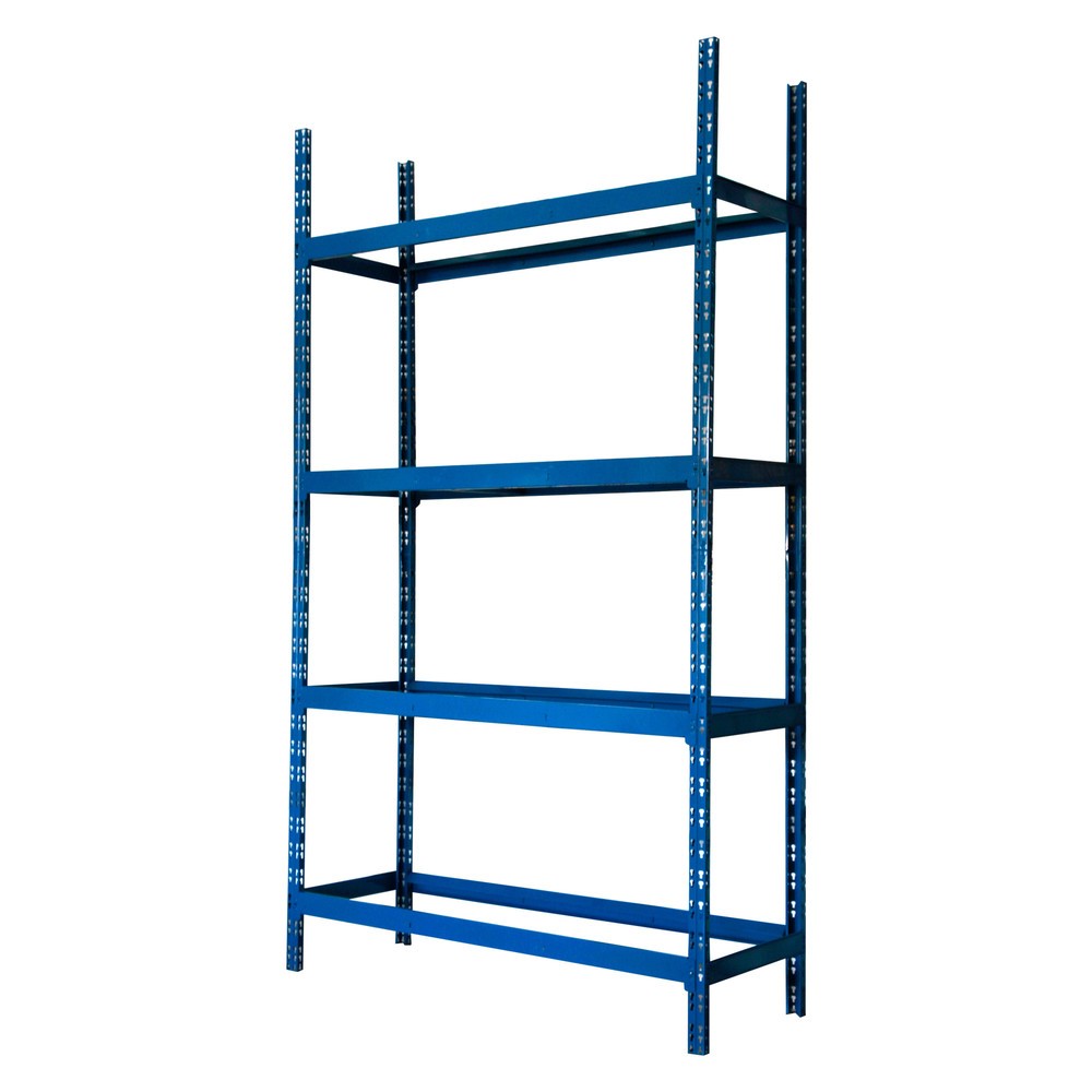 Étagère à pneus, module de base, bleu, HxlxP 2.000 x 1.500 x 500 mm, 4 niveaux pour 16 pneus