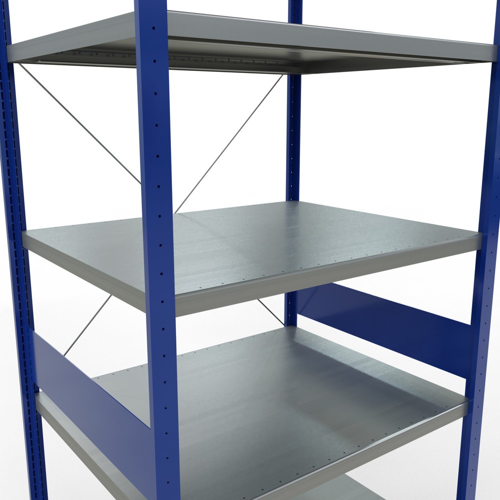 Produktabbildung Nr. 5: Rayonnage à tablettes SCHULTE, montage par enfichage, travée de base, charge par tablette 330 kg, bleu gentiane/galvanisé, HxlxP 3000 x 1000 x 800 mm