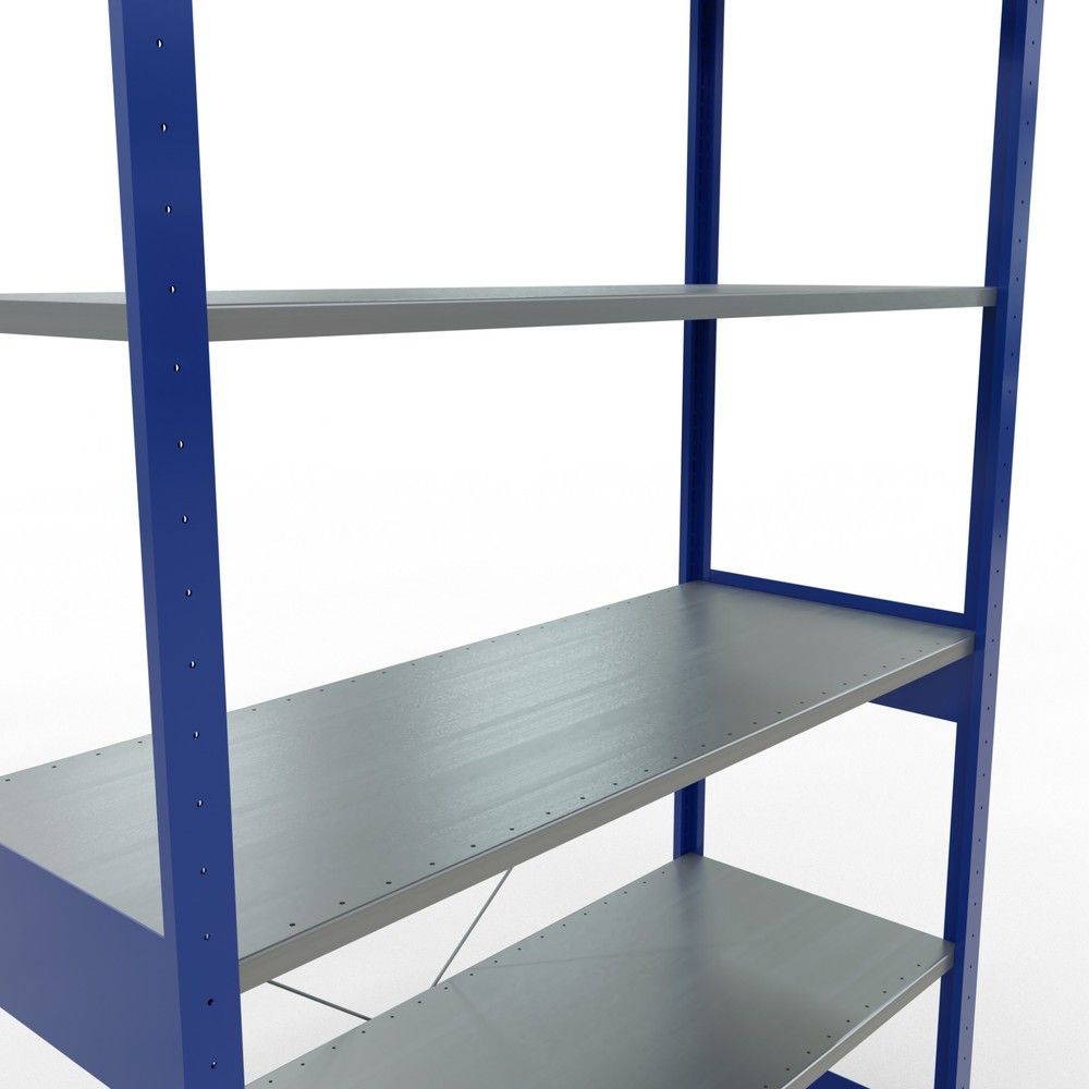 Produktabbildung Nr. 5: Rayonnage à tablettes SCHULTE, travée de base, bleu gentiane/galvanisé, CT 150 kg, HxlxP 2 500 x 1 300 x 500 mm