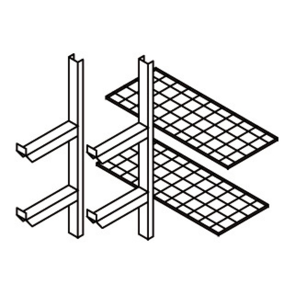 Rayonnage en caillebotis pour dépôt de produits dangereux, pleine largeur