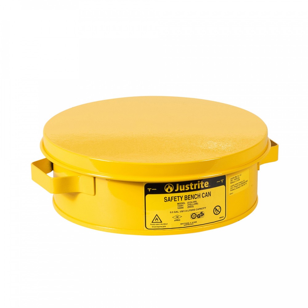 Récipient de nettoyage Justrite avec couvercle rabattable, jaune, 2 litres