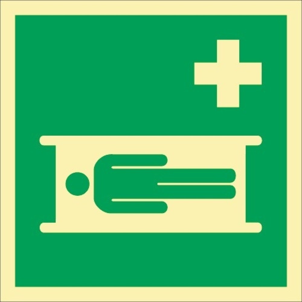 Rettungszeichen ASR A1.3/DIN EN ISO 7010/DIN 67510, Krankentrage, L148xB148 mm, Folie