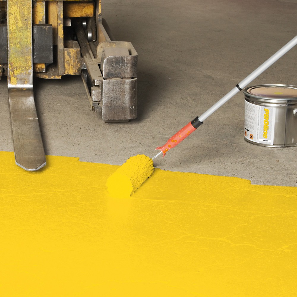 Revêtement pour hangar PROline-paint pour fortes sollicitations, 5 l, satiné, RAL 1003 jaune de sécurité