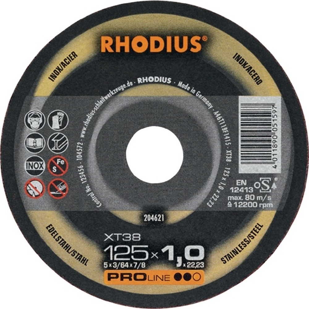 RHODIUS Trennscheibe XT38 D115x1mm ger.INOX Bohr.22,23mm