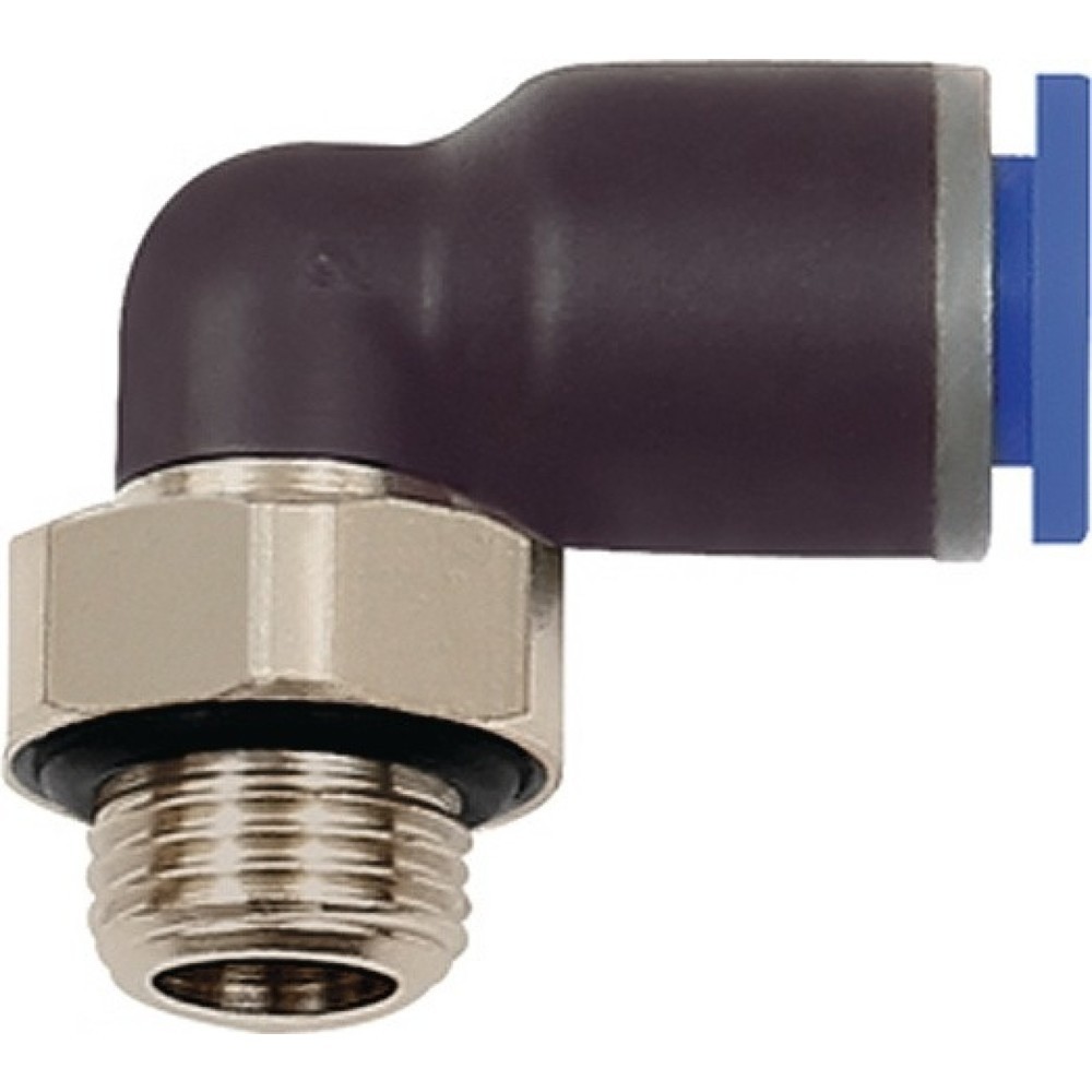 RIEGLER L-Steckverschraubung Blaue Serie, mit O-Ring, drehbar zylindrisch, Außengewinde G 1/8 ″ SW 10 mm, 6 mm