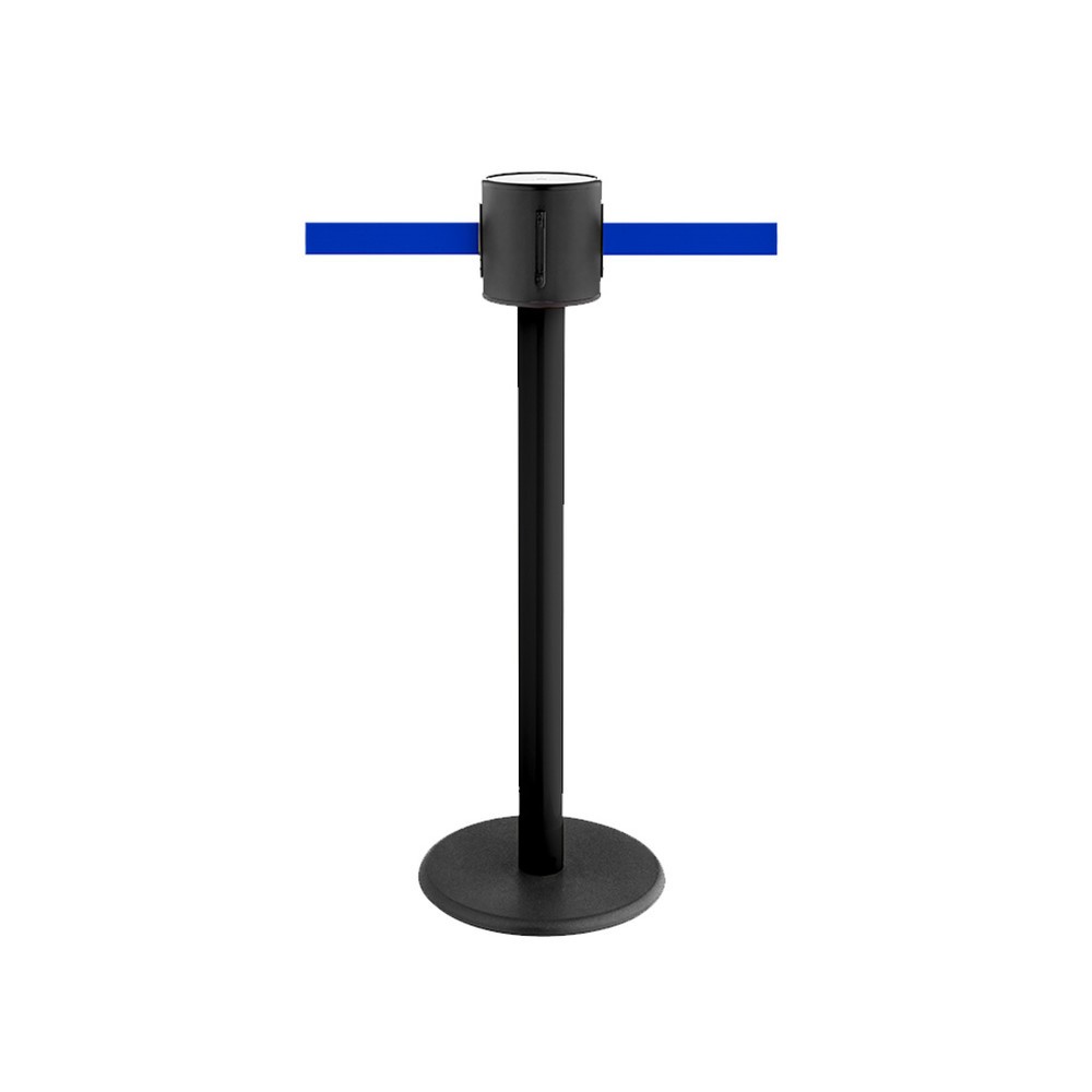 RS-GUIDESYSTEMS® Gurt-Absperrpfosten, 2-seitig, aus Kunststoff + 2 Wandclips, blau, schwarz