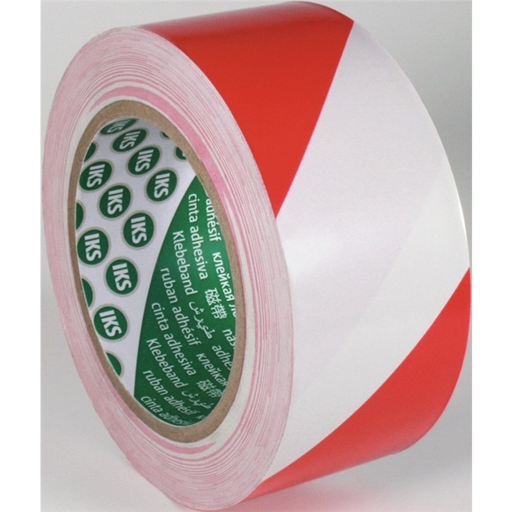 Ruban de marquage de sol F33 PVC rouge/blanc longueur 33 m largeur 50 mm rouleau