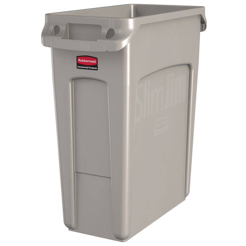 Rubbermaid® Collecteur de matériaux Slim Jim, avec fentes d'aération, beige, 60 litres