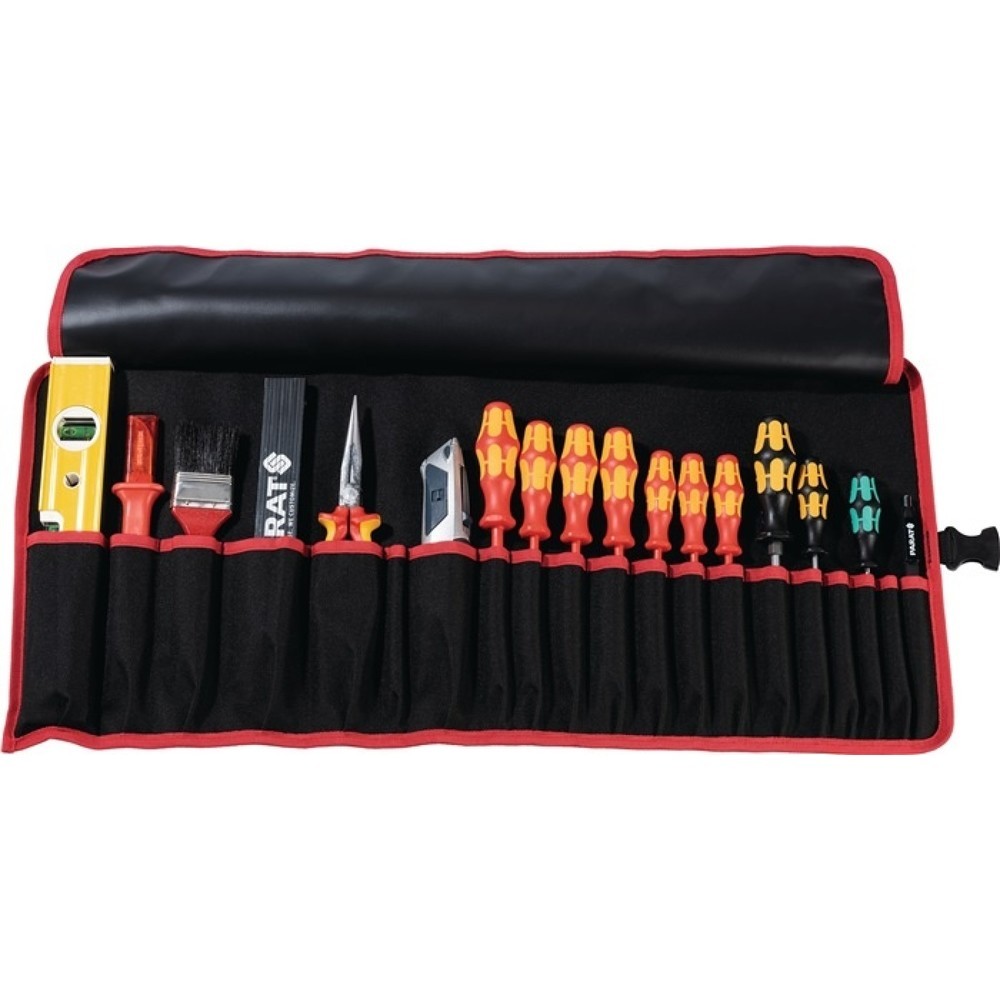 Trousse à outils enroulable 8 compartiments L410xH330 mm nylon noir/rouge PARAT