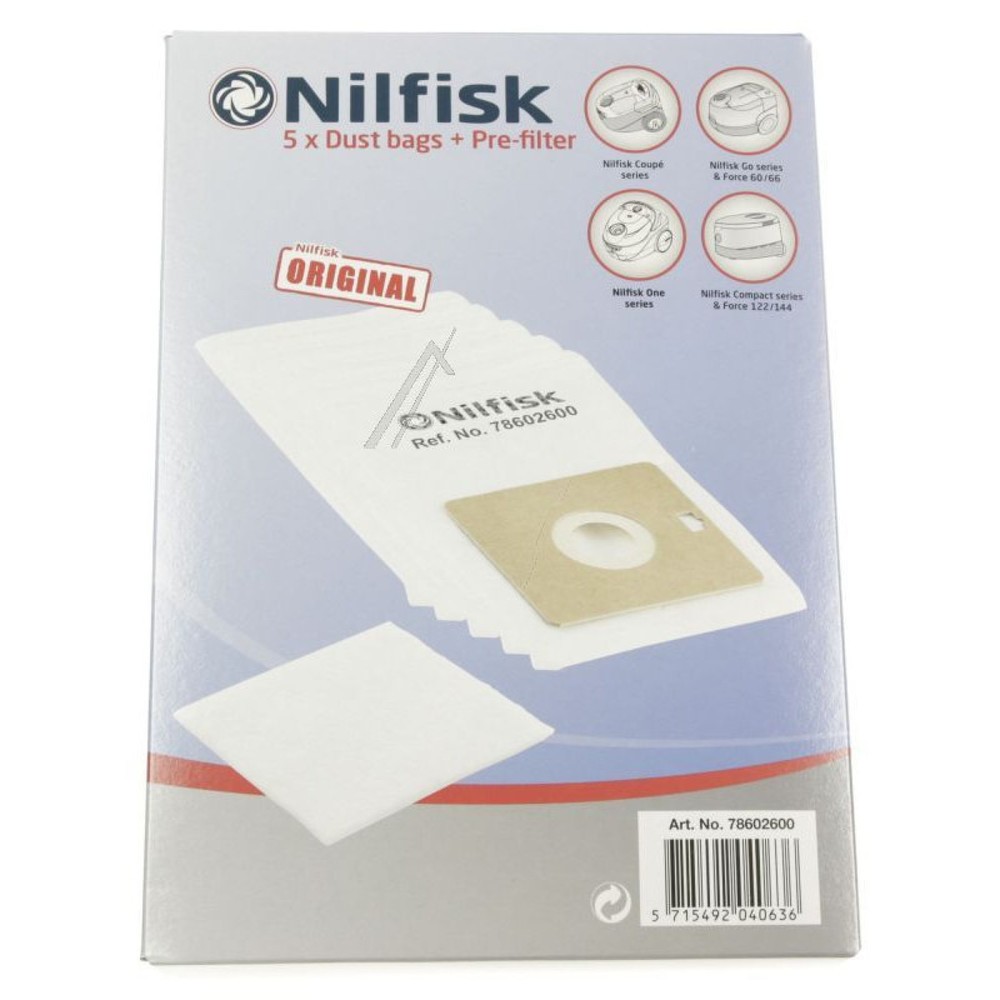 Sac à poussière pour aspirateur de bureau Nilfisk® Coupé Neo Energy, 5 pces/UV