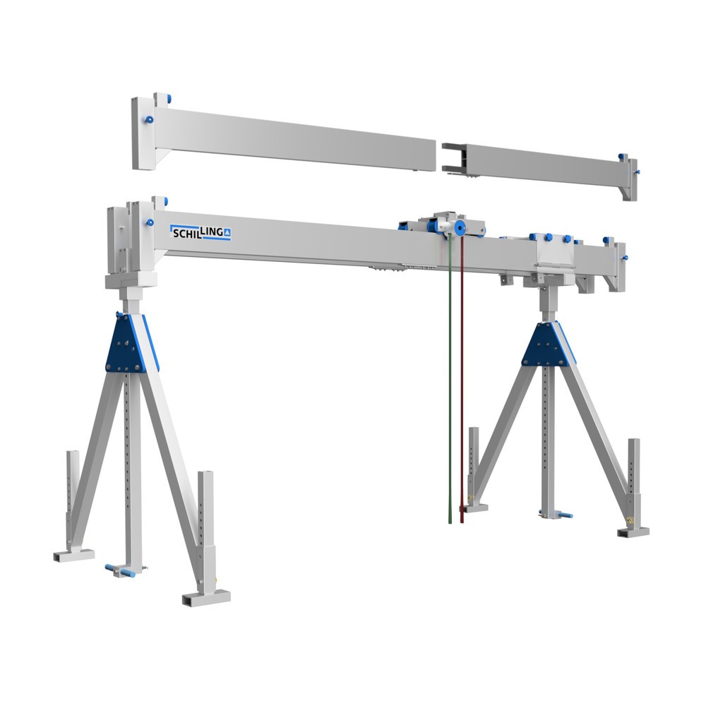 SCHILLING Alu-Portalkran mit teilbarem Doppelträger, Einhängepunkt 1.785-2.835 mm, Länge 4.000 mm, TK 1.000 kg