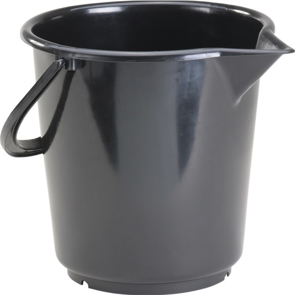 Seau 10,5 l HD-polyéthylène noir anse en plastique D. 286 mm hauteur 283 mm HÜNE