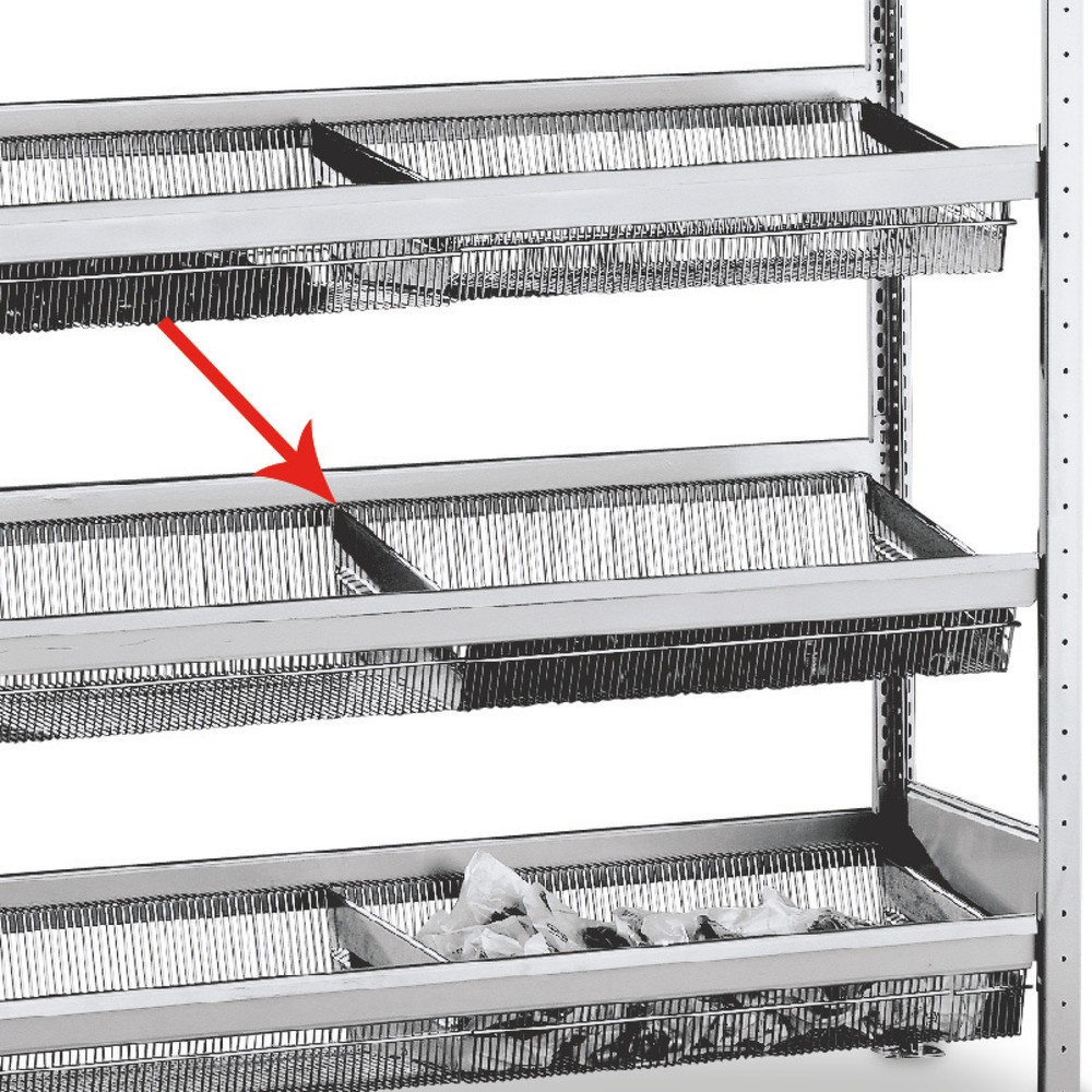 Séparateur pour rayonnage à tablettes SCHULTE, avec paniers grillagés