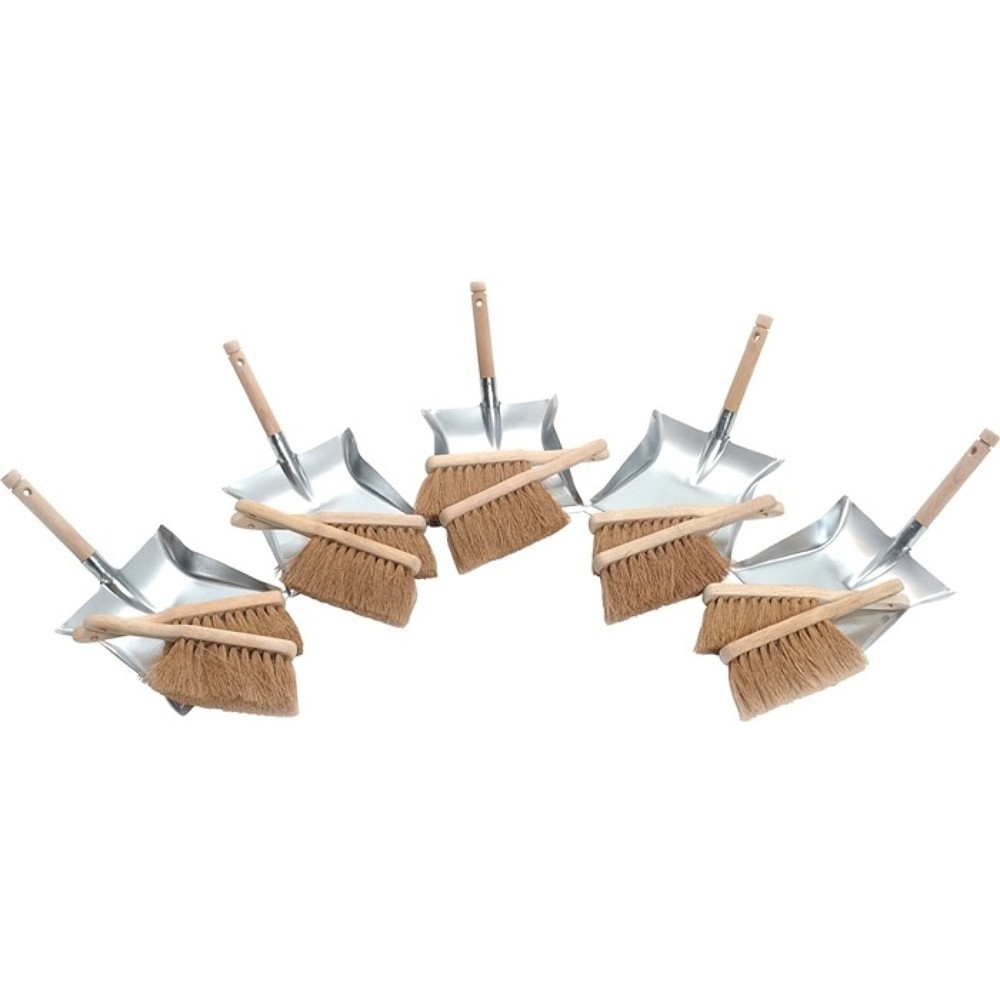 Set de pelles à poussière avec manche en bois 10x balayette coco 5x pelle SOREX