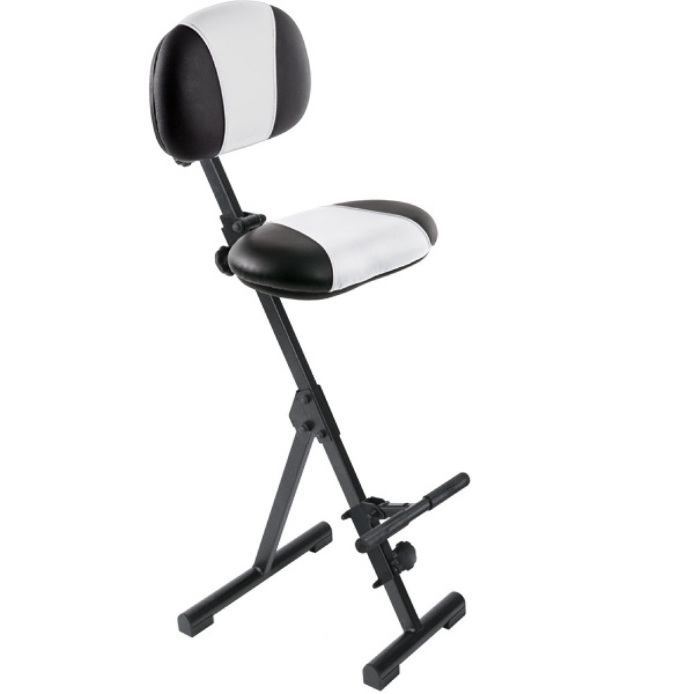 Siège assis-debout avec dossier, pliable, hauteur d’assise 540-900 mm, similicuir, avec aide à la montée, noir/blanc