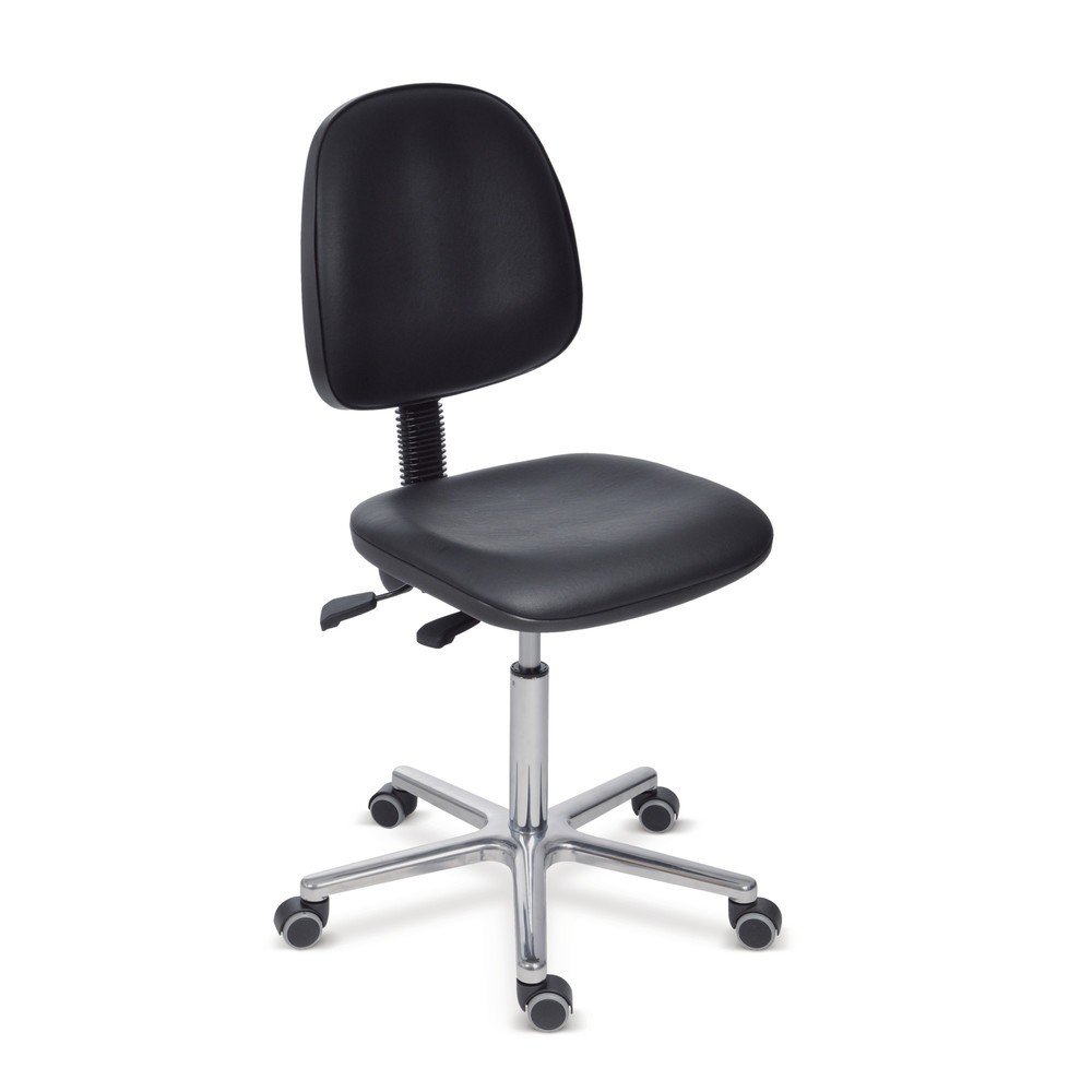 Chaise de travail pivotante Universal, hauteur d’assise 470-660 mm, base plastique, roulettes, similicuir, noire