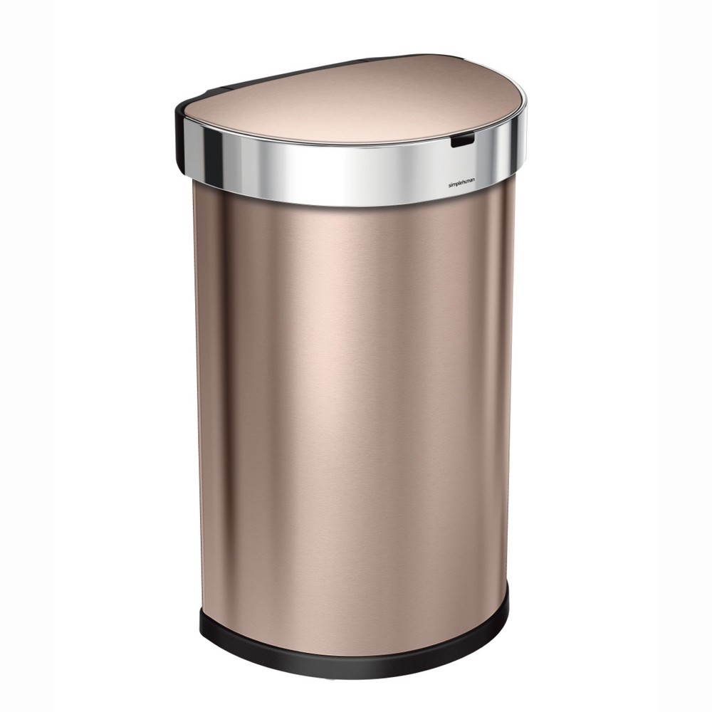 SIMPLEHUMAN Abfallbehälter Liner Pocket, Deckel mit adaptivem Bewegungssensor, 45 Liter, roségold