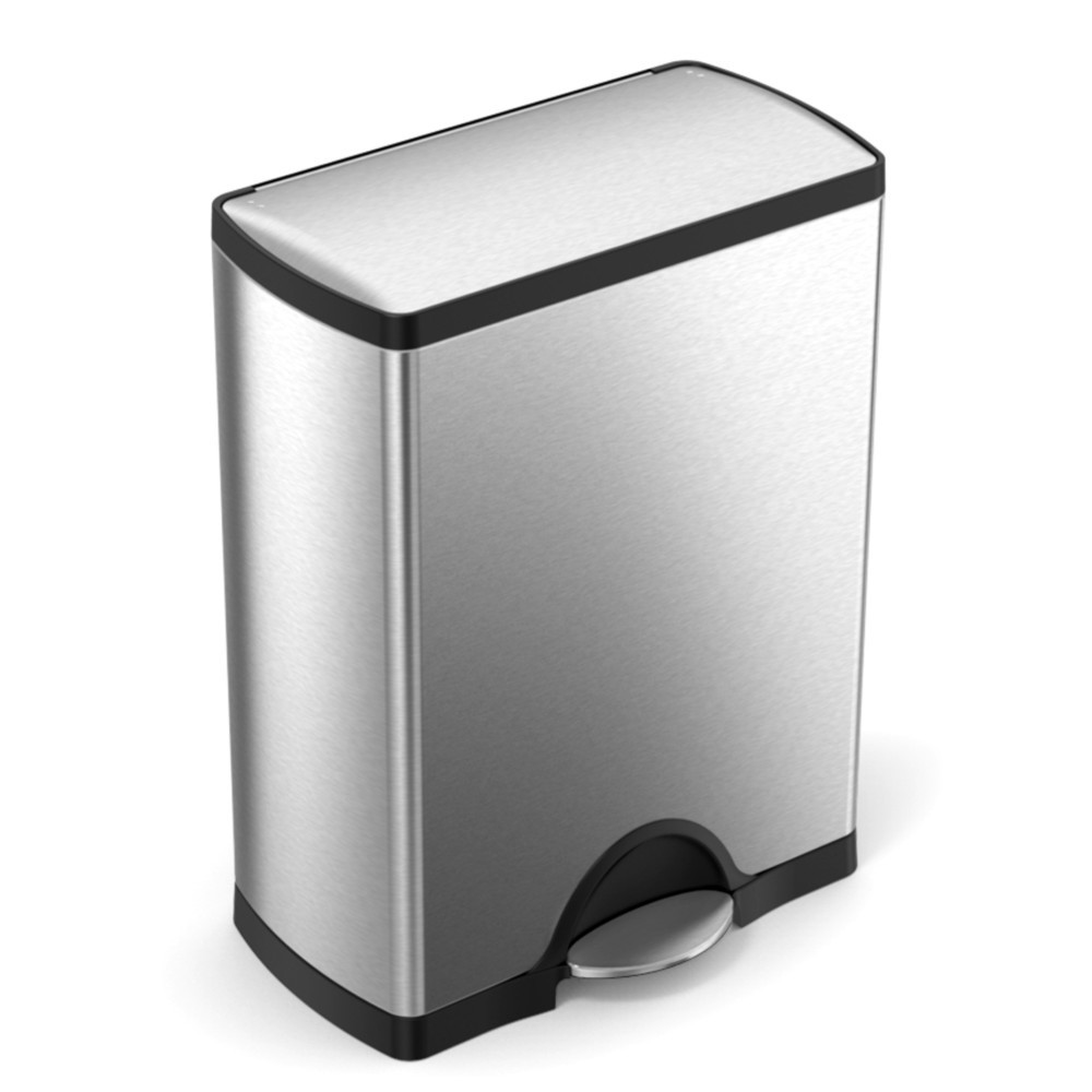 Poubelle à pédale avec couvercle Softclose SIMPLEHUMAN, 1 x 16 + 1 x 30 litres, acier inoxydable mat