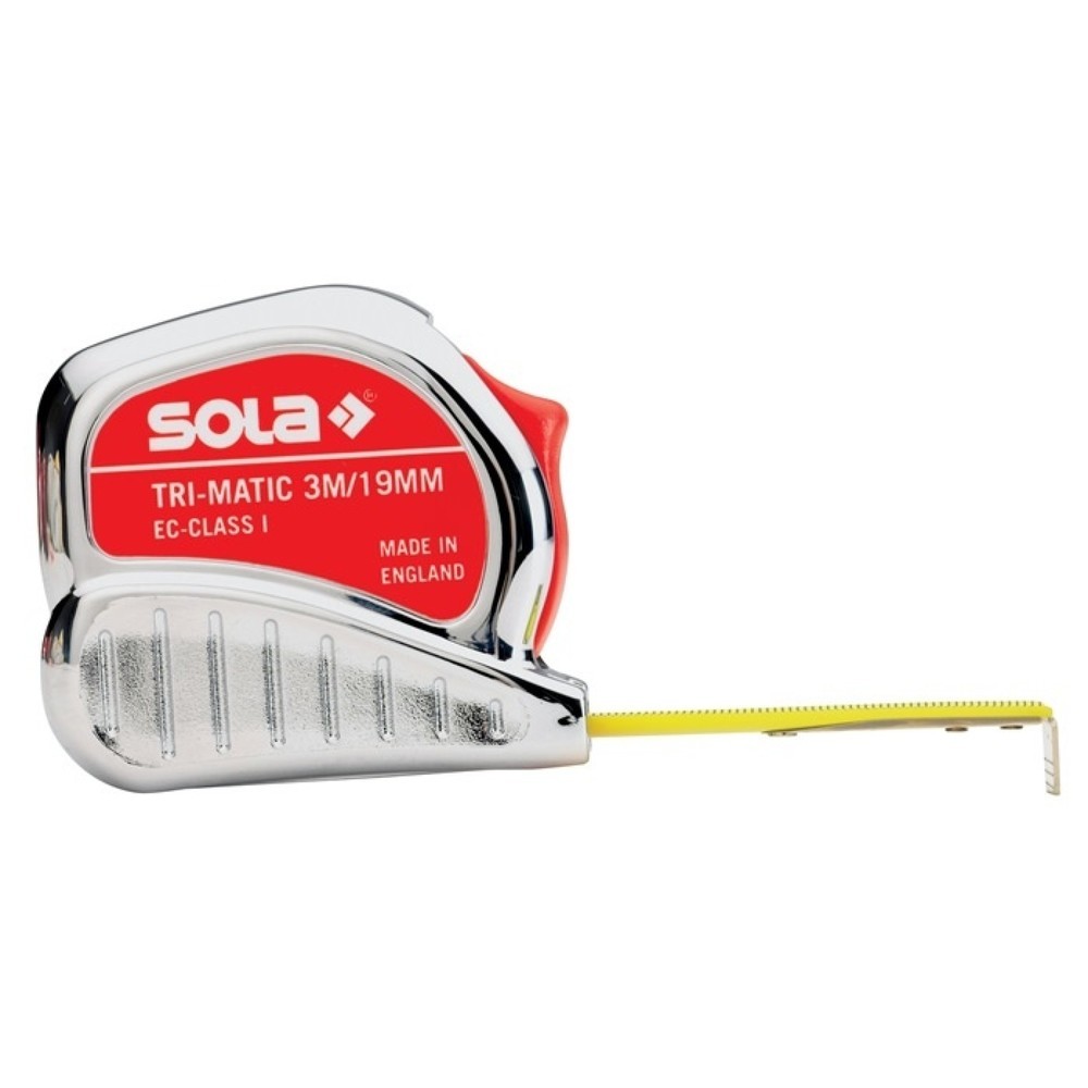 SOLA Taschenrollbandmass TRI-MATIC L.3m B.13mm mm/cm EG I Ku.Stopptaste