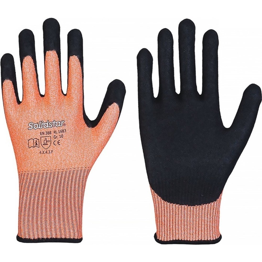 Solidstar 1683 Schnittschutzhandschuhe Gr. 9, orange/schwarz