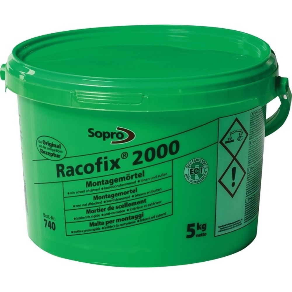 SOPRO Mortier de montage Racofix® 2000, 1:3 parts de volume (eau / mortier) 5 kg, seau