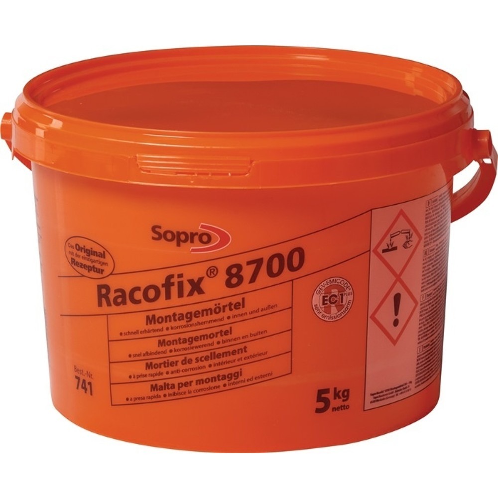 SOPRO Mortier de montage Racofix® 8700, 1:3 parts de volume (eau / mortier) 5 kg, seau