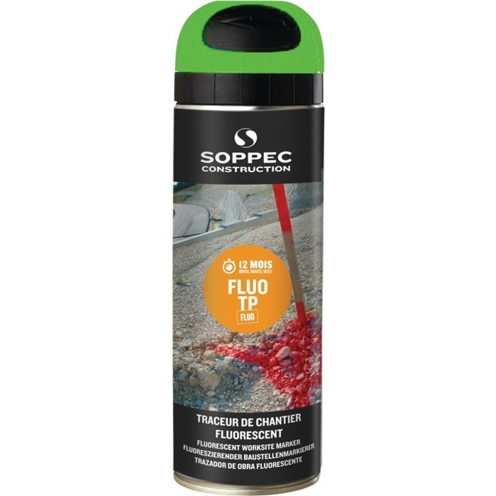 Traceur de chantier FLUO TP rouge fluo 500 ml bombe aérosol SOPPEC