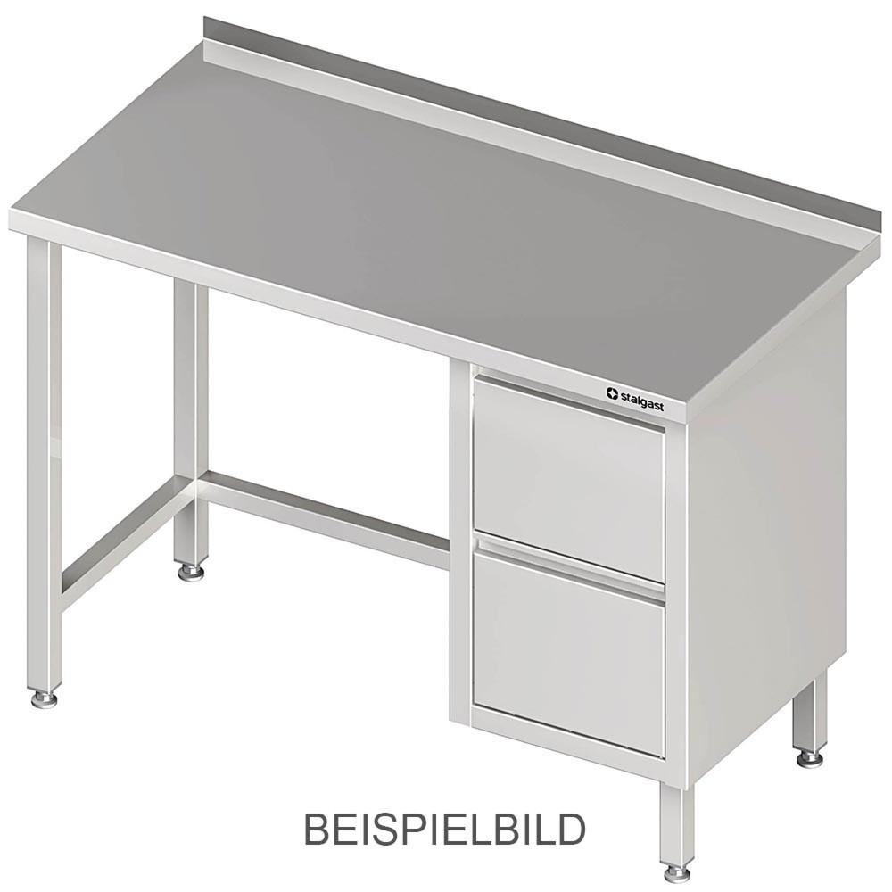 Stalgast Arbeitstisch ohne Grundboden, 2100x700x850 mm, mit 2er Schubladenblock links, mit Aufkantung, verschweisst