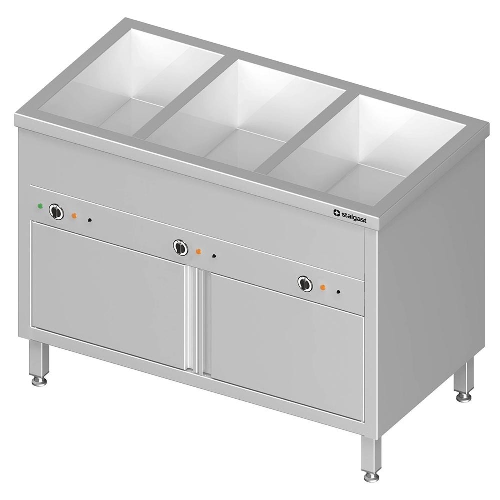 Stalgast Bain-Marie Standgerät mit geschlossenem Unterbau und separaten Becken,  für 4x GN1/1410x600x850 mm