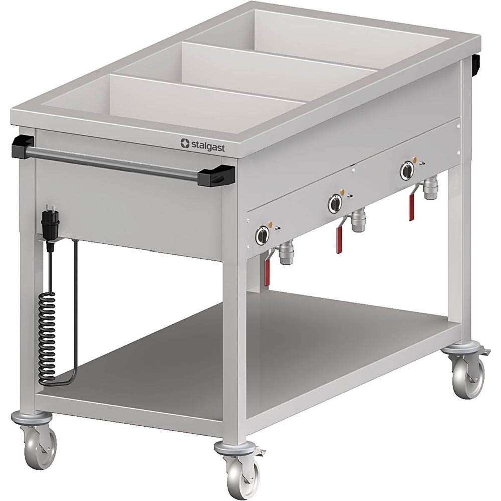 Stalgast Bain-Marie Wagen mit separaten Becken, für 3x GN1/1205x600x850 mm