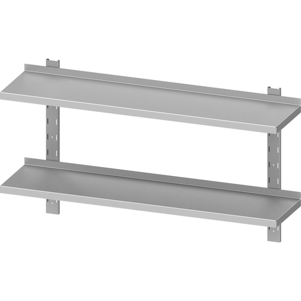 Stalgast Doppel-Wandbord ECO mit Konsolen und Wandschienen 1200x300x660 mm höhenverstellbar, Selbstmontage