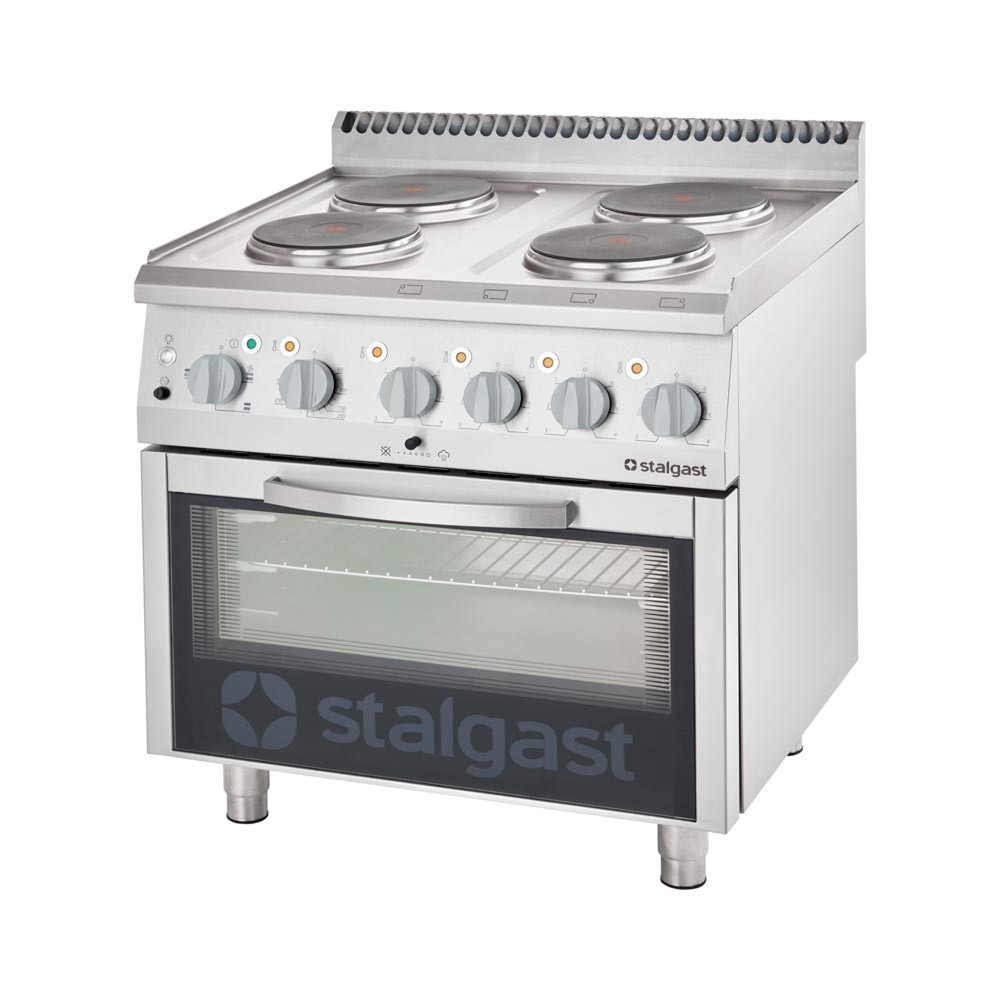 Stalgast Elektro-Herd mit 4 Kochplatten und statischem Backofen GN 2/1, Serie 700 ND