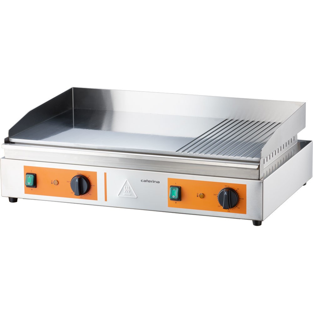 CATERINA Stalgast Griddleplatte, 720x460x240 mm, 2/3 glatt und 1/3 gerillt, 3,5 kW 230 V