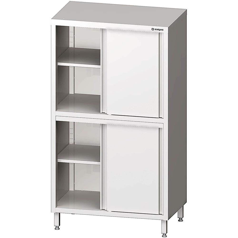 Stalgast Hochschrank mit Schiebetüren, 900x600x1800 mm, mit zwei Schrankräumen, verschweisst