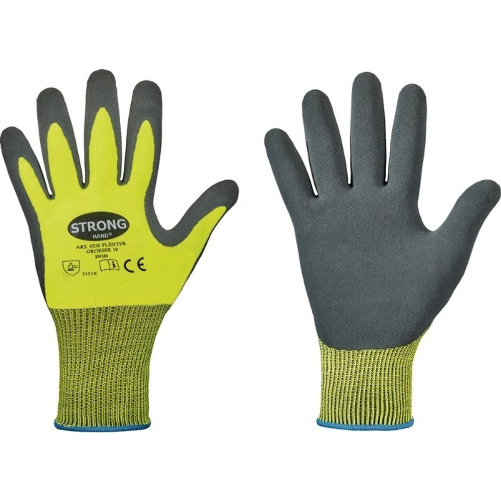 STRONGHAND Handschuhe Flexter Gr.11 neogelb/grau EN