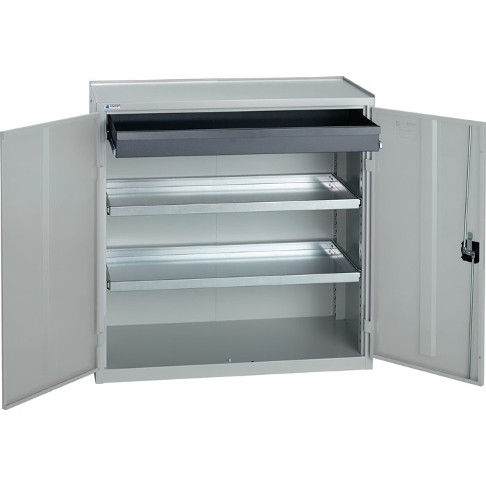 stumpf® Werkzeug-/Beistellschrank, 1 Schublade, 2 Böden, H1000xB1000xT500 mm, lichtgrau, RAL 7035/lichtgrau, RAL 7035