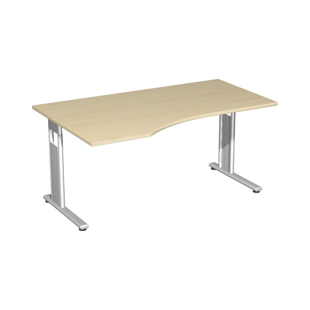 Table de travail pour PC Lissabon, bâti avec pied en C, forme pour PC à gauche, l x P 1 800 x 1 000 mm, érable