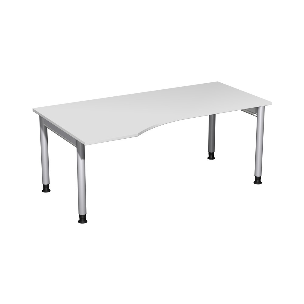 Table de travail pour PC Profi, bâti avec 4 pieds, réglable en hauteur, forme pour PC à gauche, l x P 1 800 x 1 000 mm, gris clair