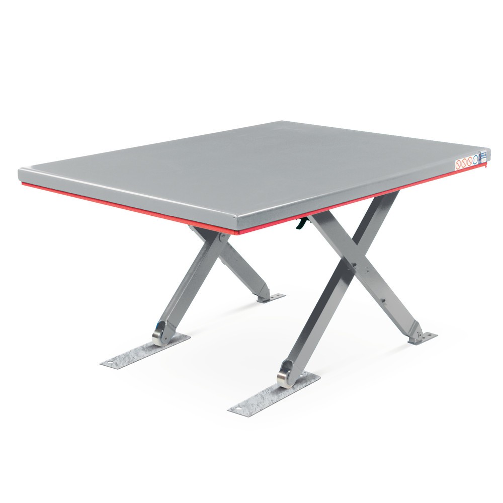 Table élévatrice à ciseaux plats FLEXLIFT, structure fermée, capacité de charge 600 kg, plate-forme de 1 400 x 900 mm, 400 V