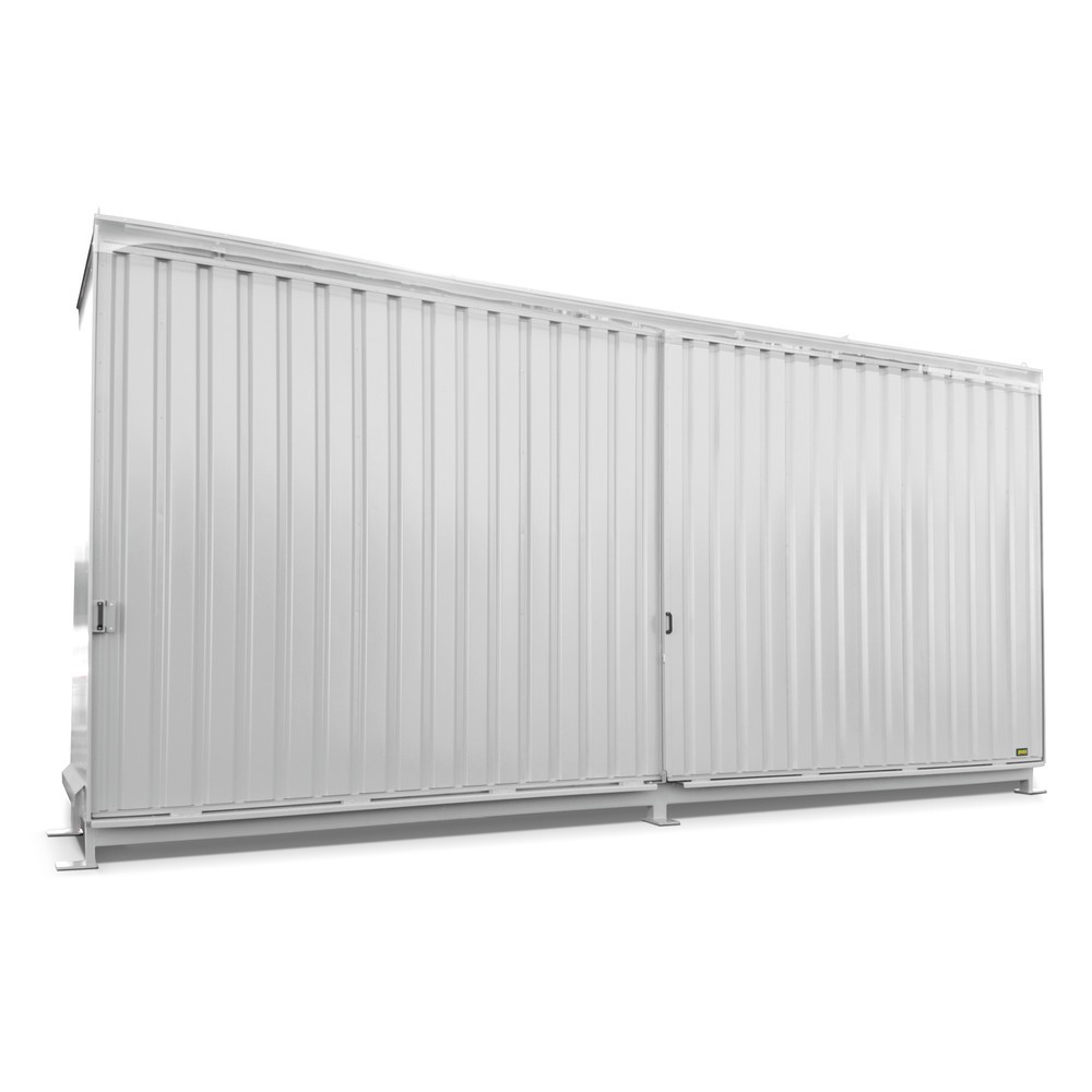 Bauer® Conteneur à étagère pour 12x KTC/IBC, 2 niveaux, 2 portes coulissantes, rail de guidage, gris-blanc