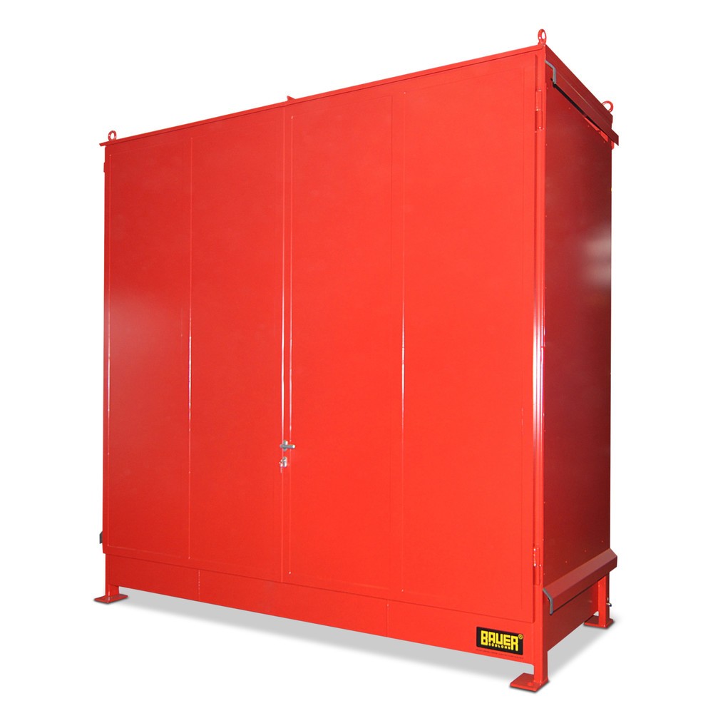 Bauer® Conteneur à étagère pour 6x KTC/IBC, 2 niveaux, 2 portes battantes, rouge feu