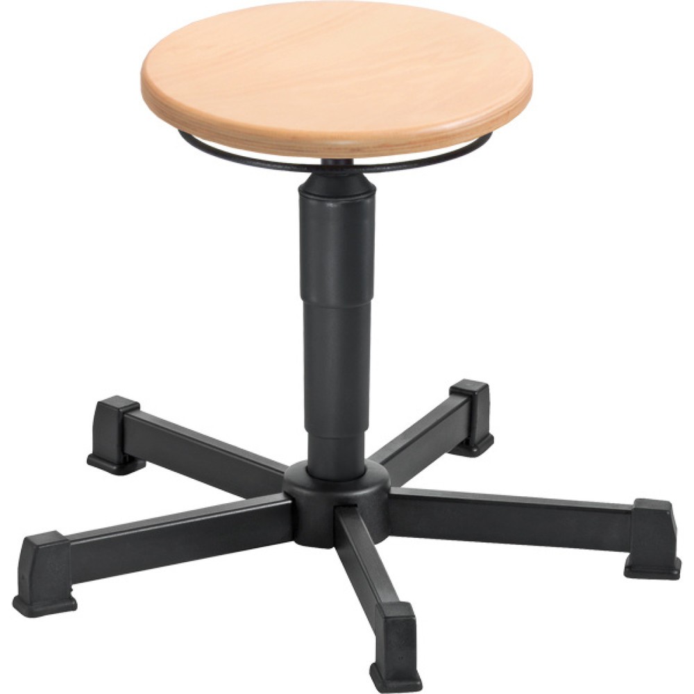 Tabouret Allround, assise en hêtre, hauteur d’assise 350-480 mm, base acier, patins