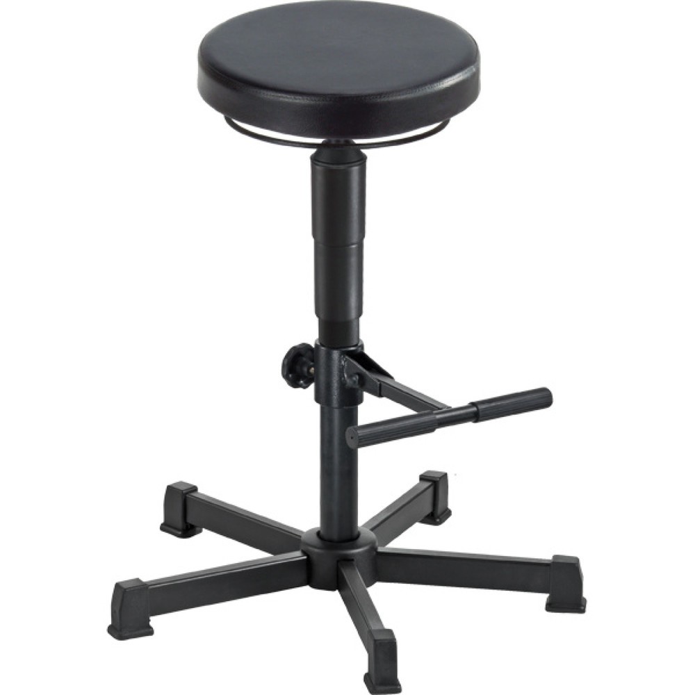 Tabouret Allround, assise en PU, hauteur d’assise 535-785 mm, base acier, patins, repose-pied