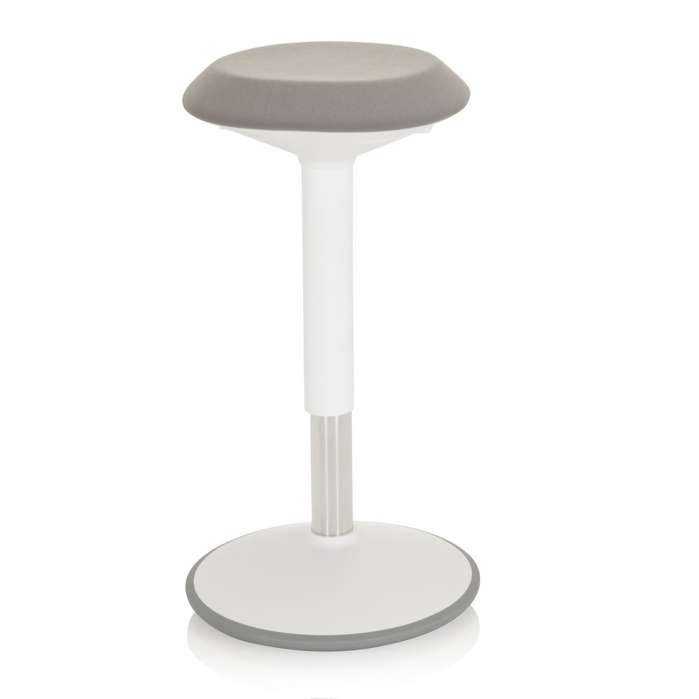 Tabouret assis-debout / siège assis-debout hjh OFFICE BALANCE SIT III W tissu, blanc/gris