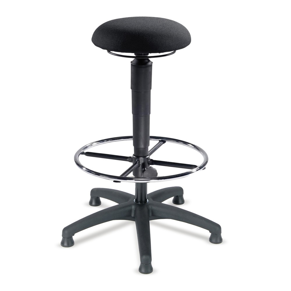 Tabouret Universal Plus, rembourrage en tissu, hauteur d’assise 620-870 mm, base plastique, patins