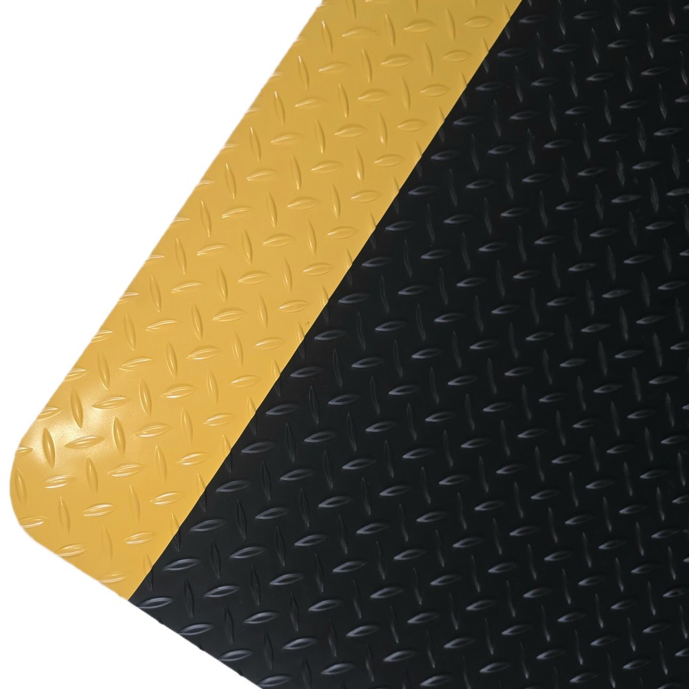 Tapis anti-fatigue ErgoSoft Strong Steinbock®, sculptures en losange, double épaisseur, l x L 600 x 1 000 mm, noir/jaune