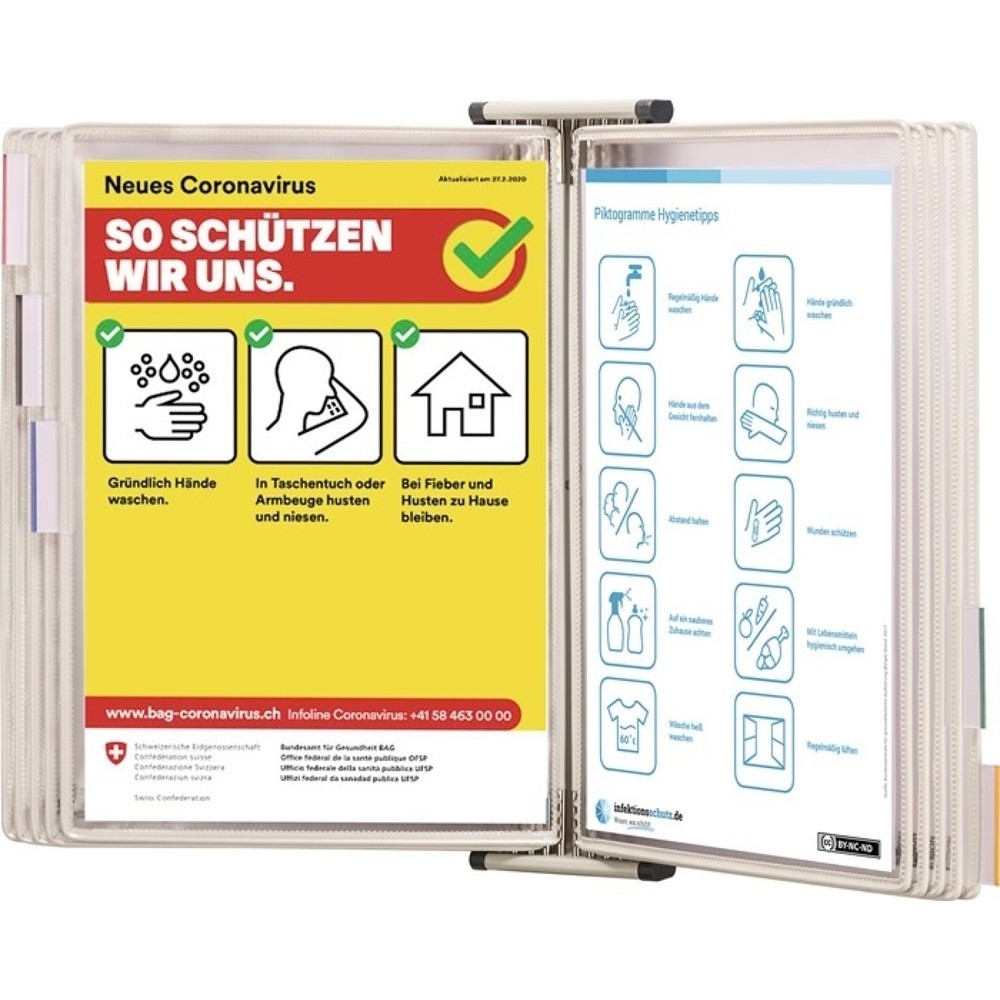 Tarifold Wandhalter, weiß, 10 Sichttafeln, lackiertf.A4